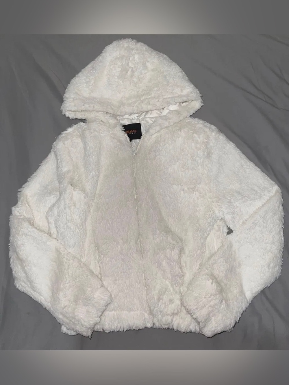 Ambiance Plush Faux Fur Hooded Jacket in White